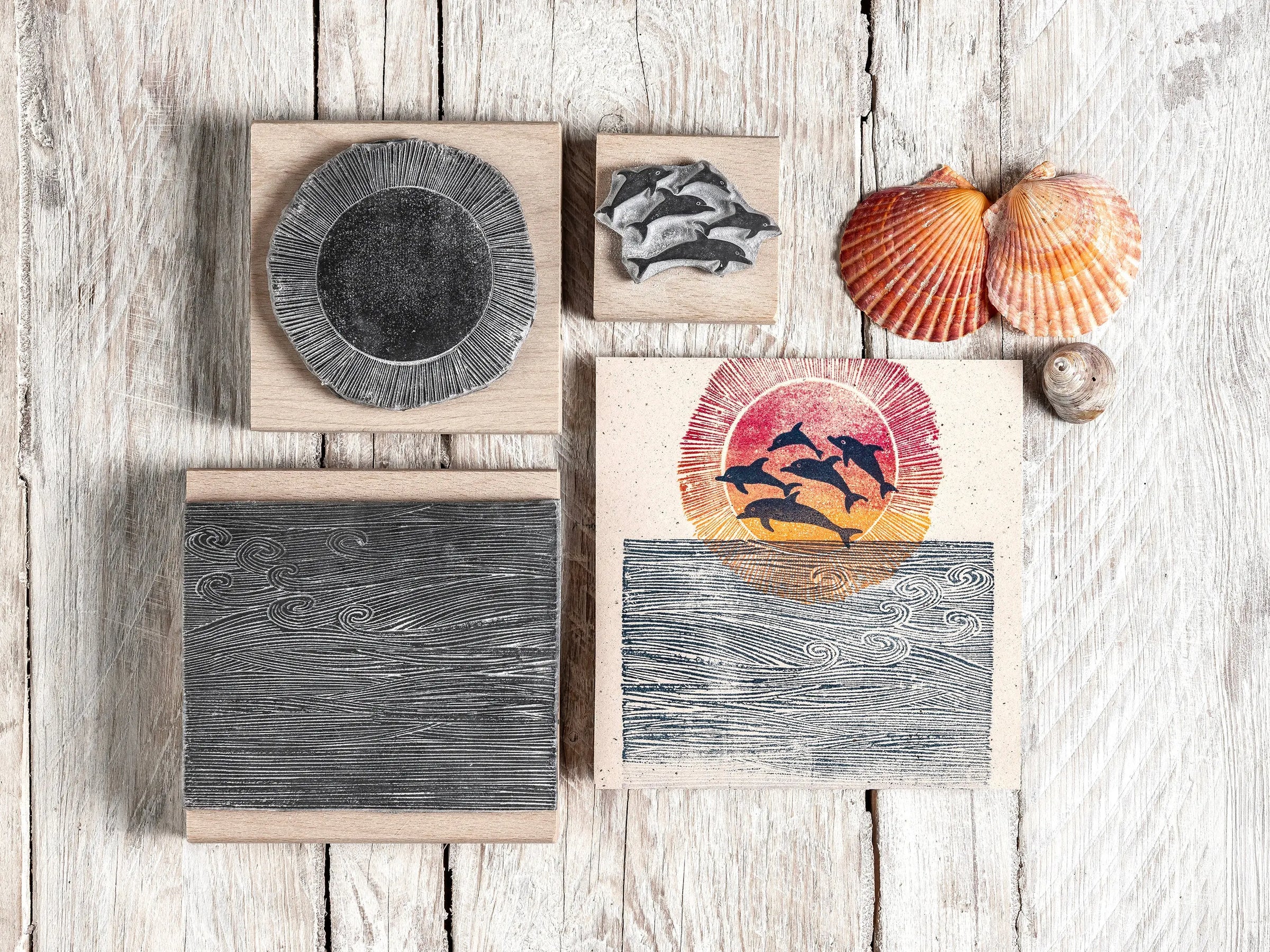 Dolphin Rubber Stamps for Card making, Journalling and Summer Scrap Booking - Noolibird