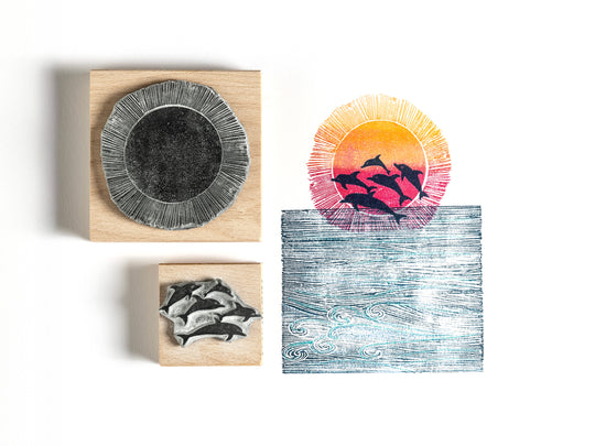 Dolphin Rubber Stamps for Card making, Journalling and Summer Scrap Booking - Noolibird