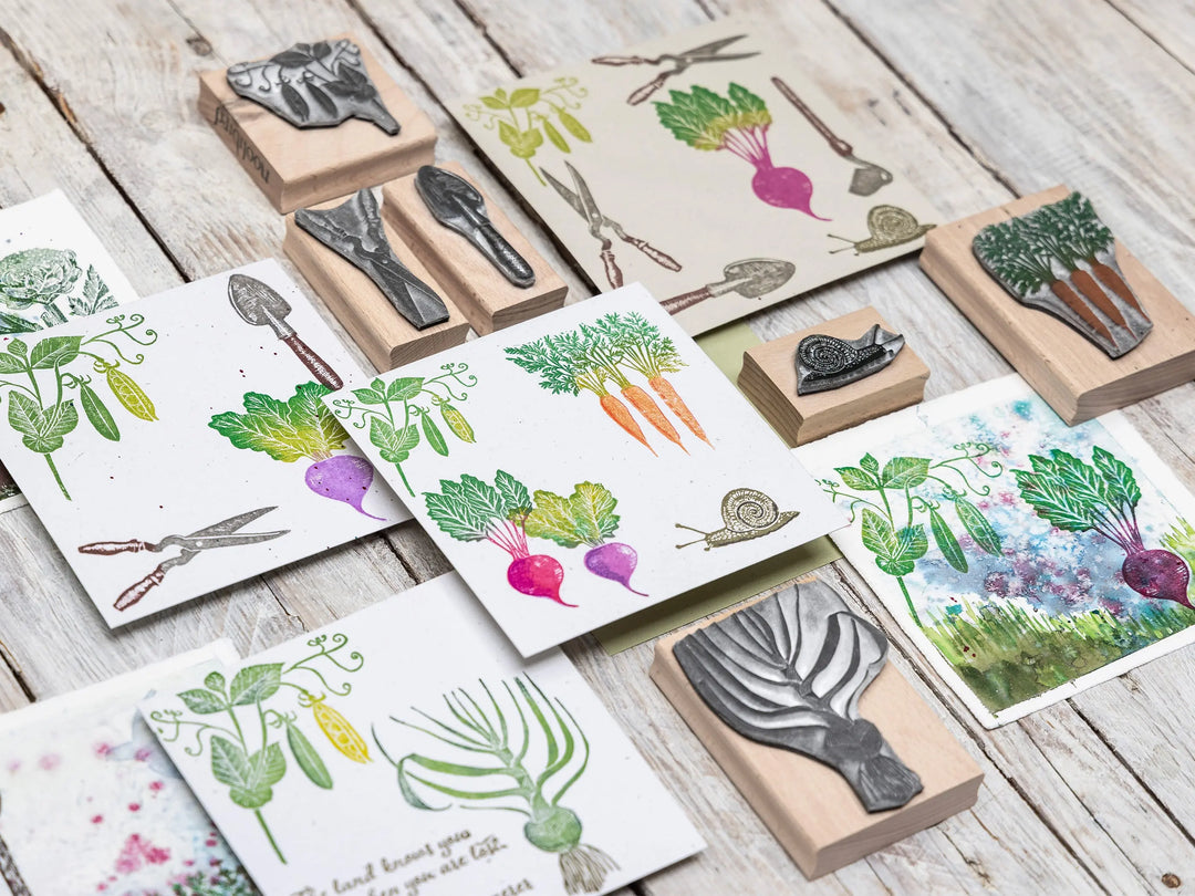 Vegetable Rubber Stamps for Card Making, Garden Journals &amp; Kitchen Garden Projects