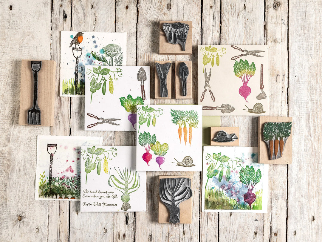 Vegetable Rubber Stamps for Card Making, Garden Journals &amp; Kitchen Garden Projects
