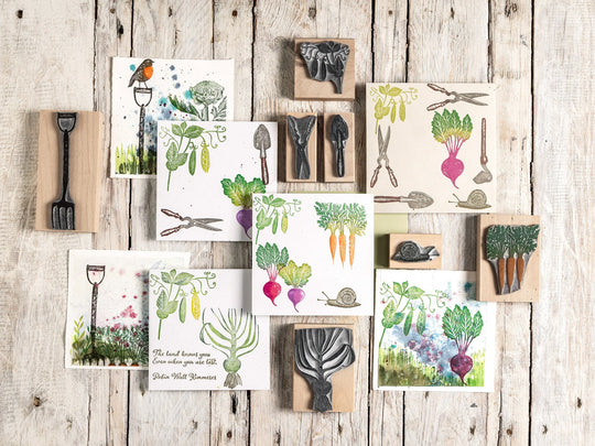 Vegetable Rubber Stamps for Card Making, Garden Journals &amp; Kitchen Garden Projects