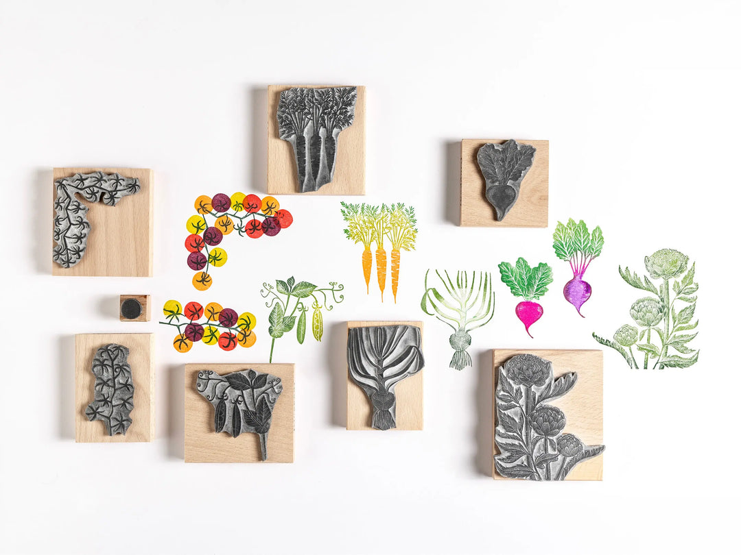 Vegetable Rubber Stamps for Card Making, Garden Journals &amp; Kitchen Garden Projects