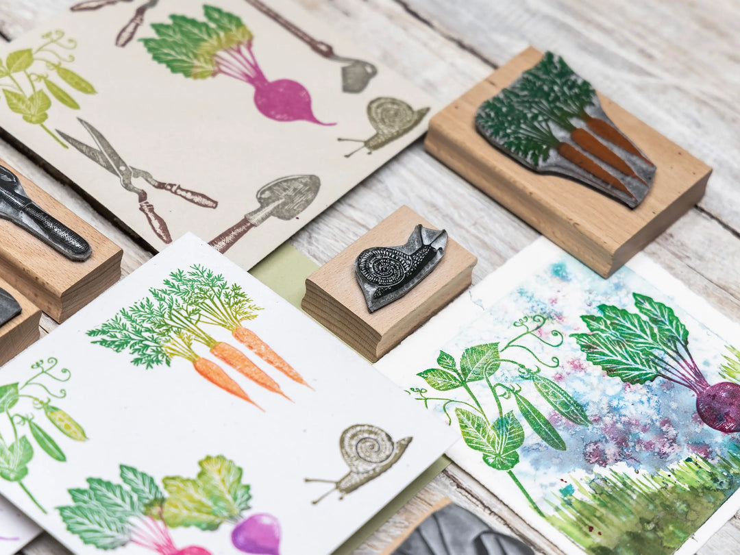 Vegetable Rubber Stamps for Card Making, Garden Journals &amp; Kitchen Garden Projects