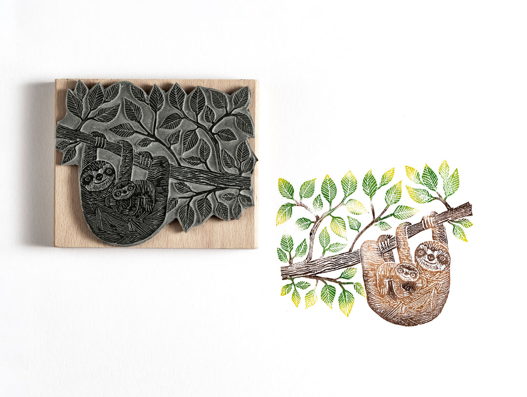 Mamma and Baby Sloth Rubber Stamp - Noolibird