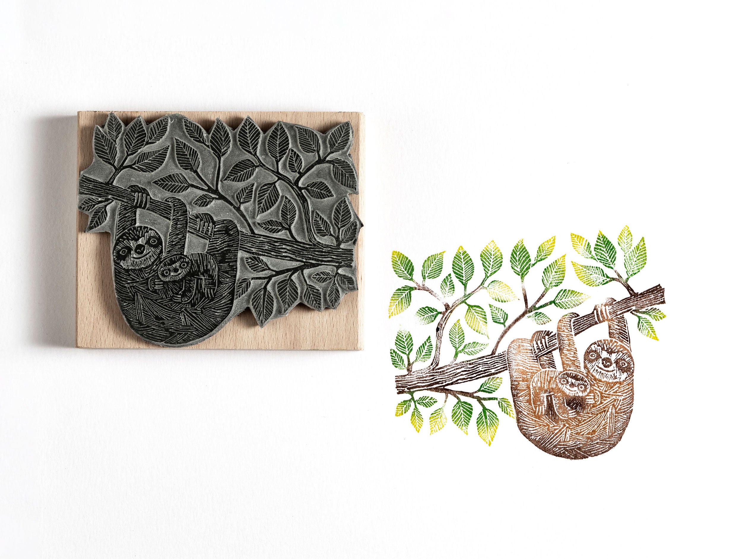 Mamma and Baby Sloth Rubber Stamp - Noolibird