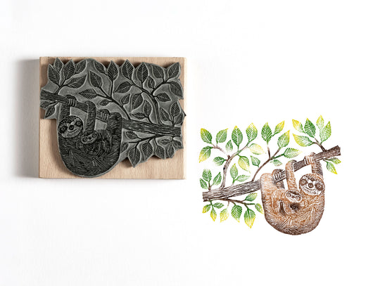 Mamma and Baby Sloth Rubber Stamp - Noolibird