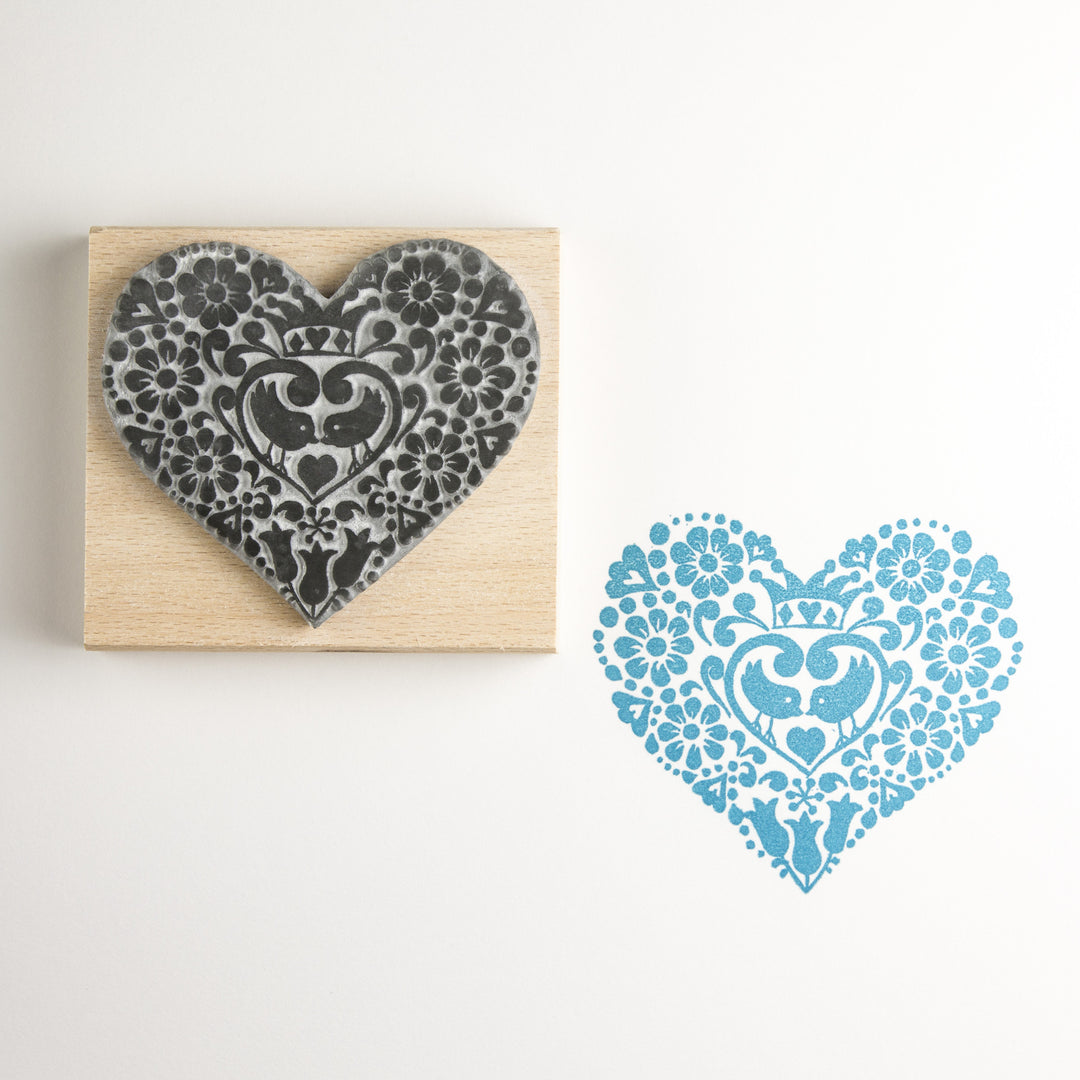 Two Birds Heart Rubber Stamp - Noolibird