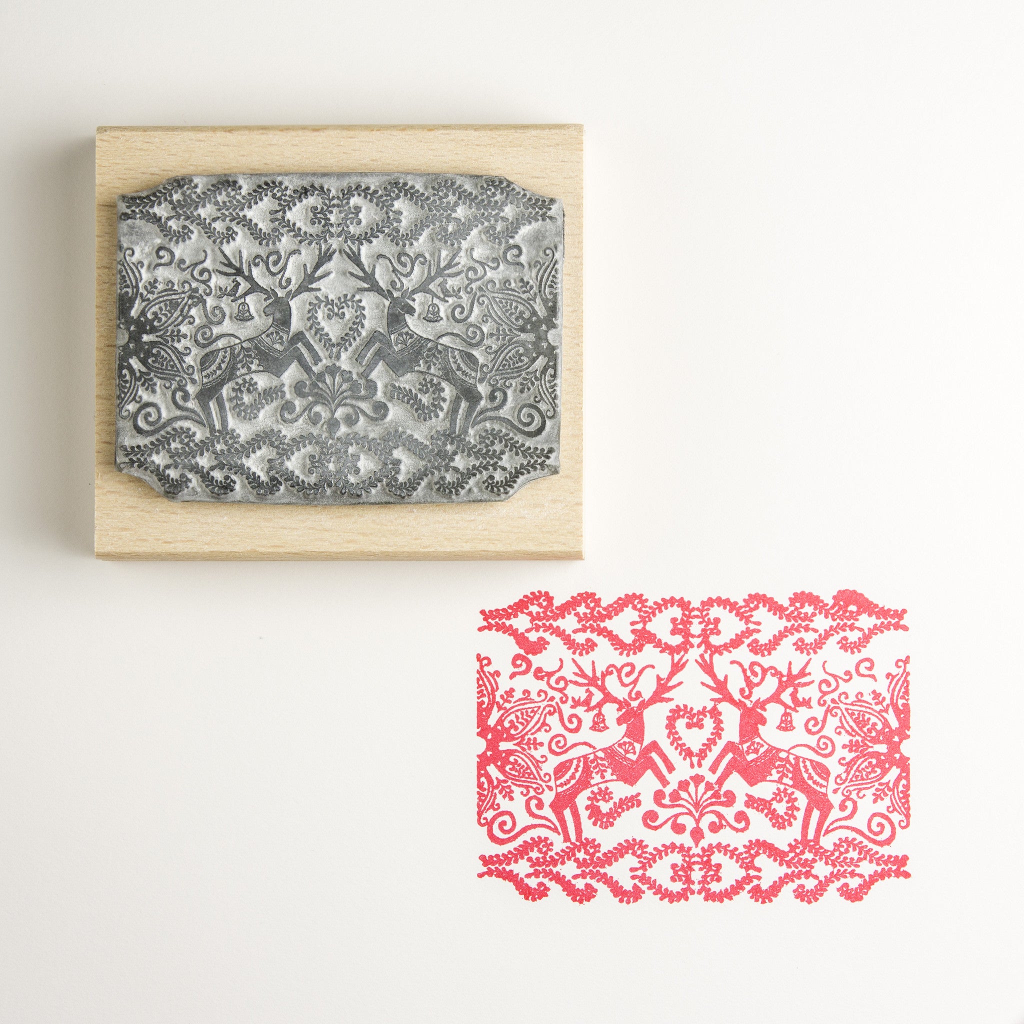 Two Reindeers Christmas Rubber Stamp - Noolibird