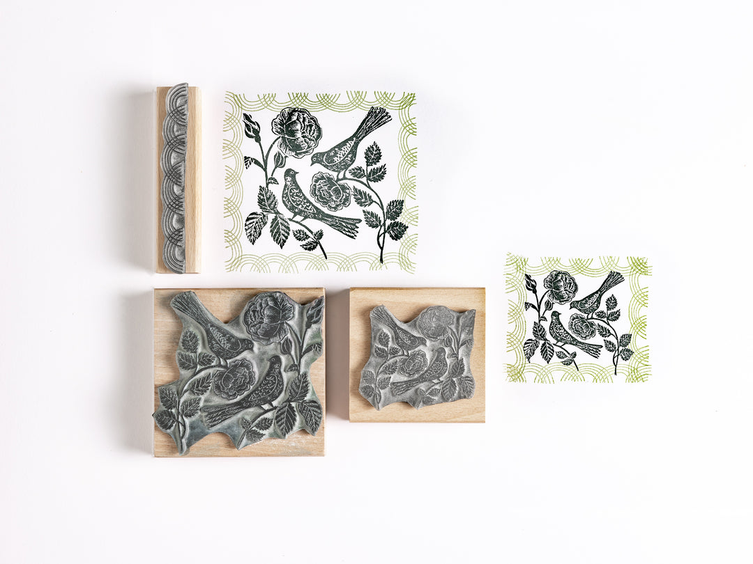 Doves and Roses Rubber Stamp - Noolibird
