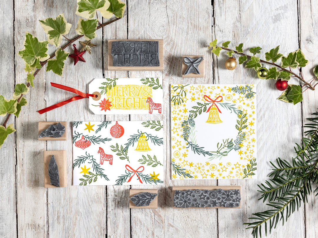 Christmas Rubber Stamps, stocking stamp, bauble stamp, star stamp, ribbon stamp, bell stamp for card making - Noolibird