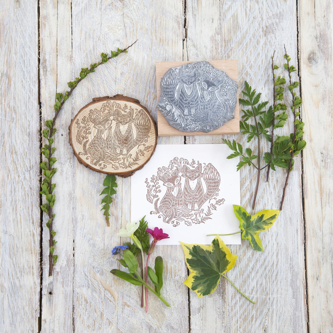 Mr and mrs Fox Stamp - Noolibird