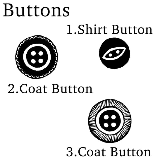 Buttons Rubber Stamps, Vintage Button Stamp, Haberdashery Rubber Stamps, Craft Rubber Stamps - Noolibird