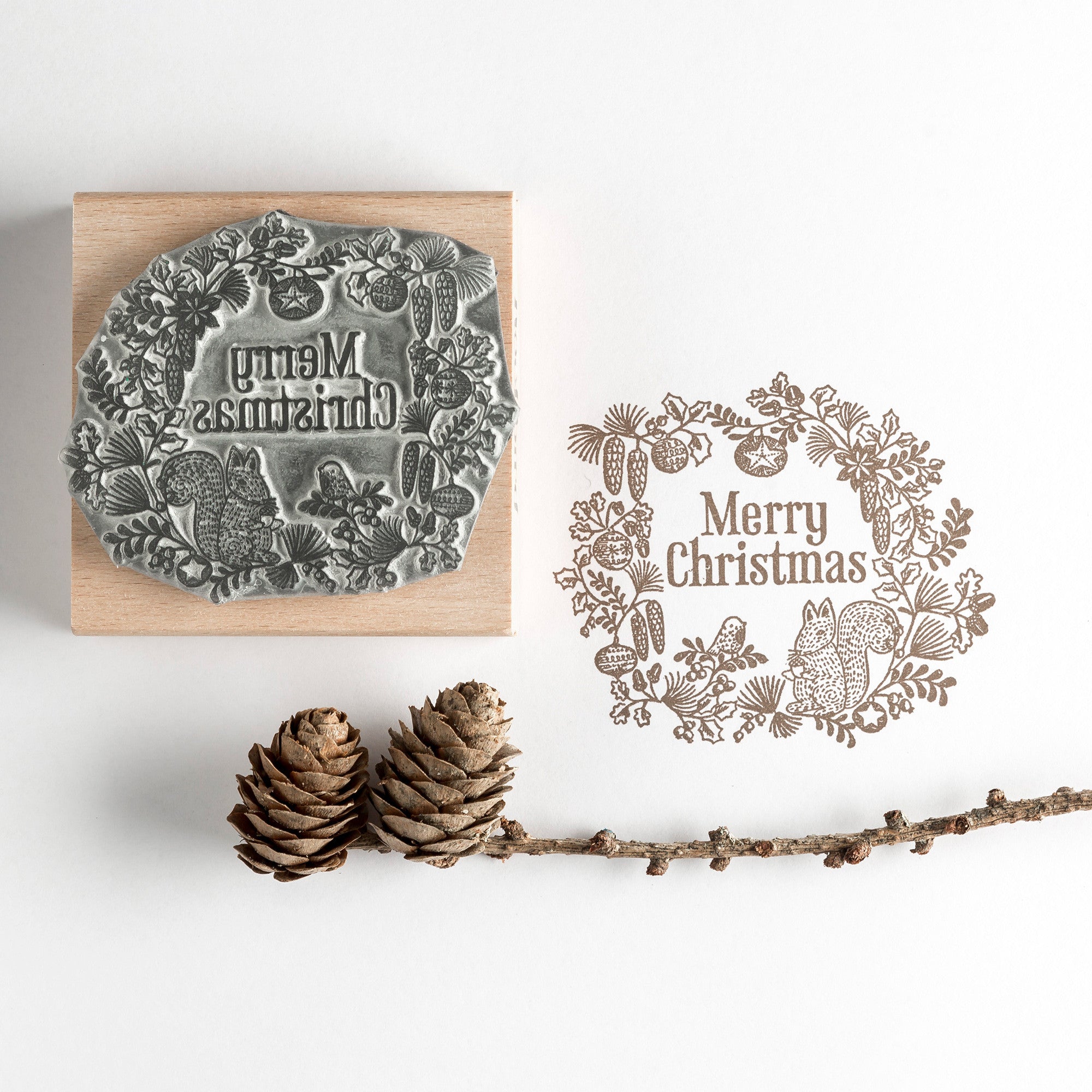 Christmas Rubber Stamp Squirrel Garland - Noolibird