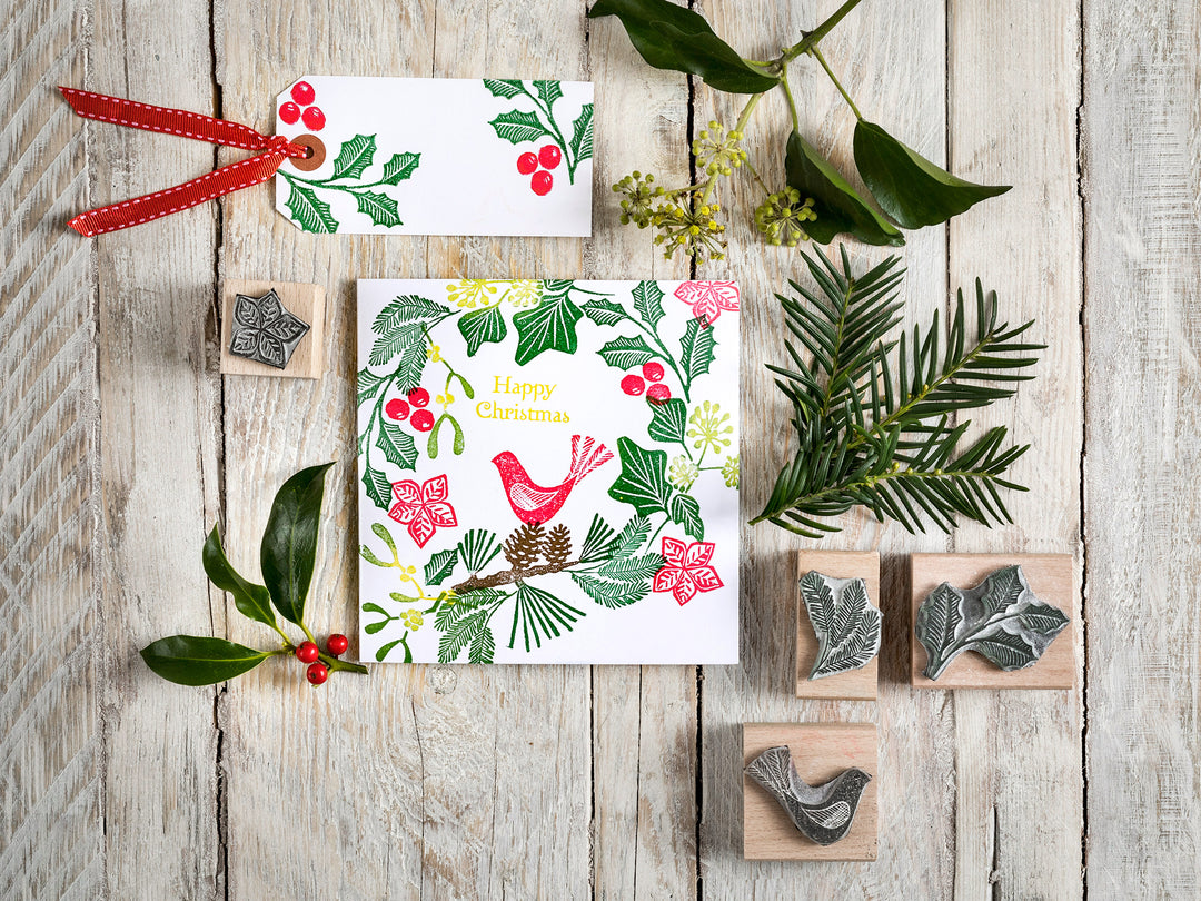 christmas garland rubber stamp | stamps for christmas card making