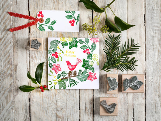 christmas garland rubber stamp | stamps for christmas card making