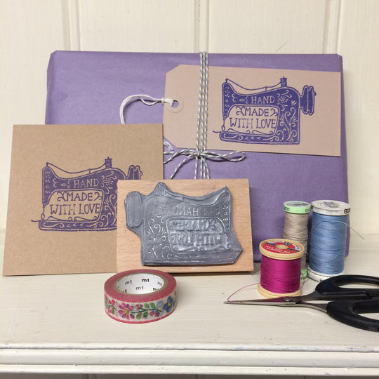 Hand Made Sewing Machine Rubber Stamp - Noolibird