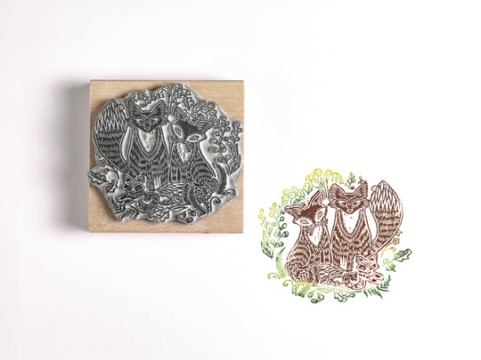 Mr and mrs Fox Stamp - Noolibird