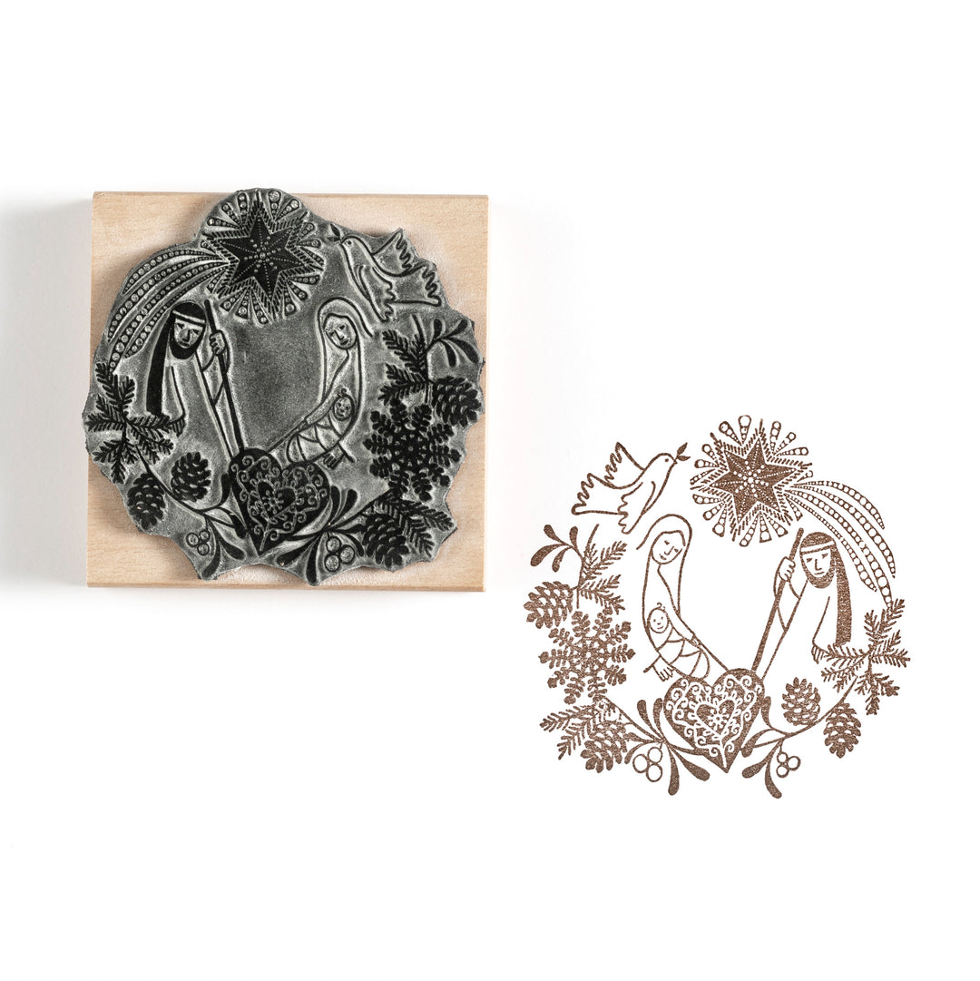 Nativity Garland Christmas Rubber Stamp - Noolibird