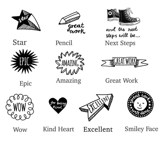 School Teacher Stamps, Teacher Gift, Teacher Present, Gift for Teacher, Child Reward Chart,Stamps for Home Educating - Noolibird