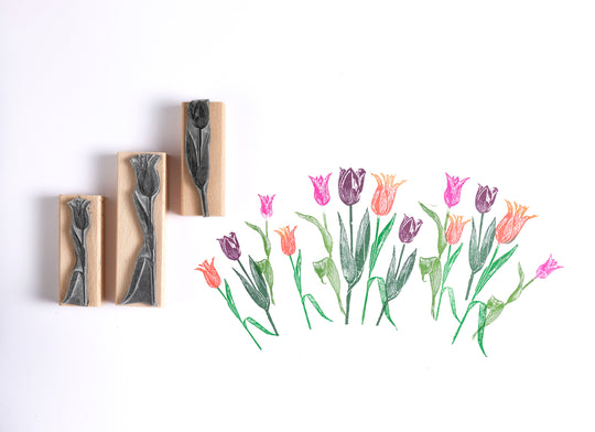 Tulip Rubber Stamp, Flower Stamps, Card Making Rubber Stamps - Noolibird