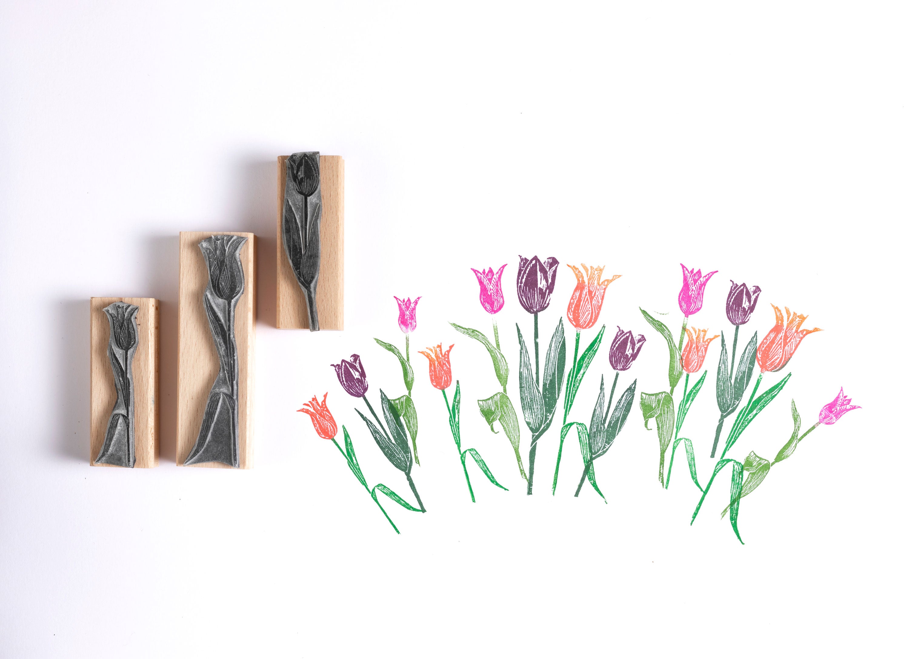 Tulip Rubber Stamp, Flower Stamps, Card Making Rubber Stamps - Noolibird