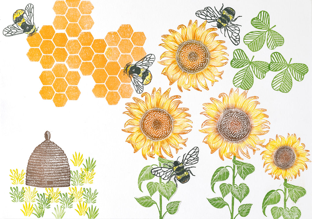Bee and Honeycomb Rubber Stamps - Noolibird