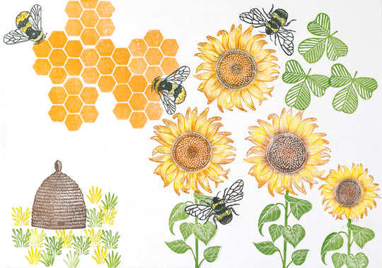 Bee and Honeycomb Rubber Stamps - Noolibird