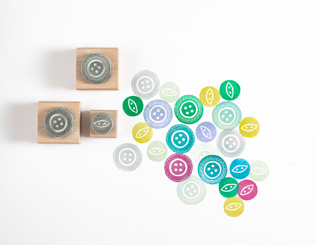 Buttons Rubber Stamps, Vintage Button Stamp, Haberdashery Rubber Stamps, Craft Rubber Stamps - Noolibird