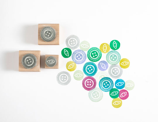 Buttons Rubber Stamps, Vintage Button Stamp, Haberdashery Rubber Stamps, Craft Rubber Stamps - Noolibird