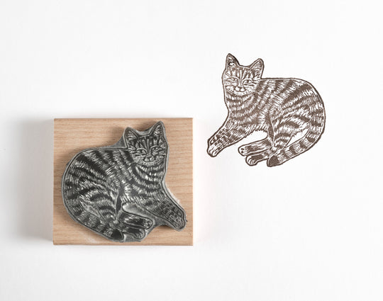 Tabby Cat Rubber Stamp - Noolibird