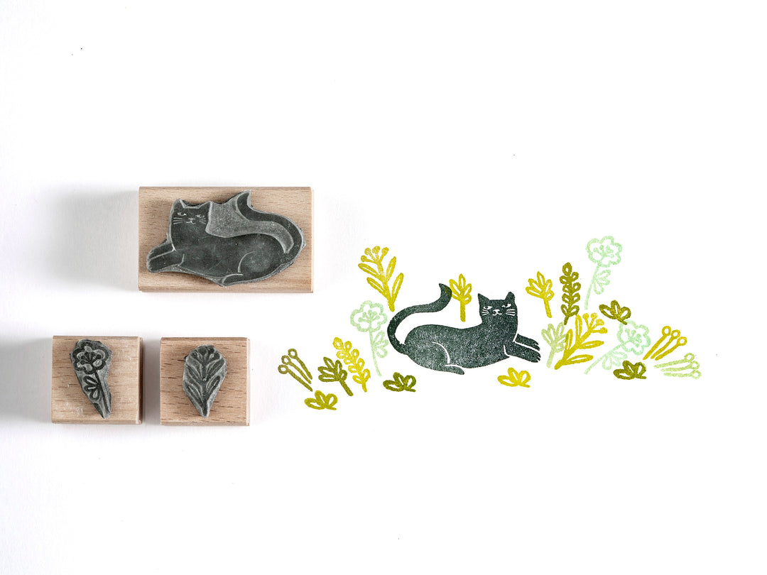 Cat Rubber Stamp, Cat gift, Black Cat Stamp, Garden stamp - Noolibird