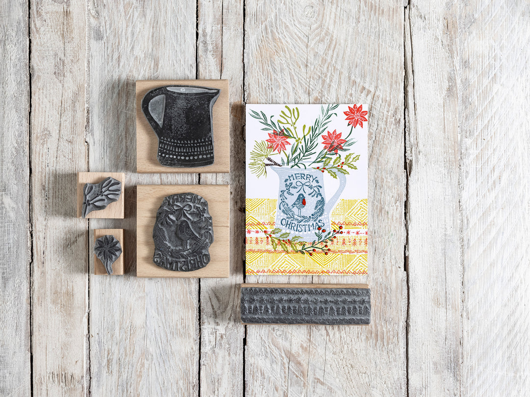 Robin Garland Stamp with Jug - Noolibird