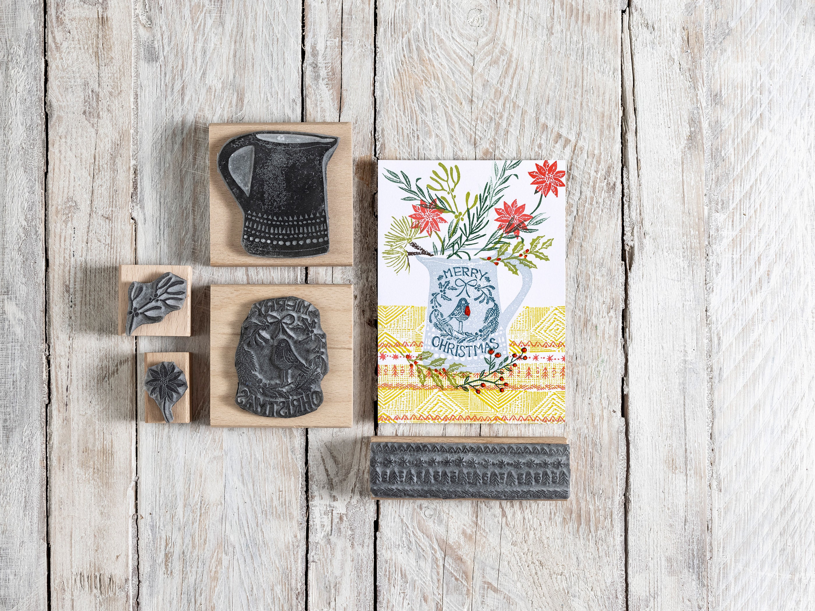 Robin Garland Stamp with Jug - Noolibird