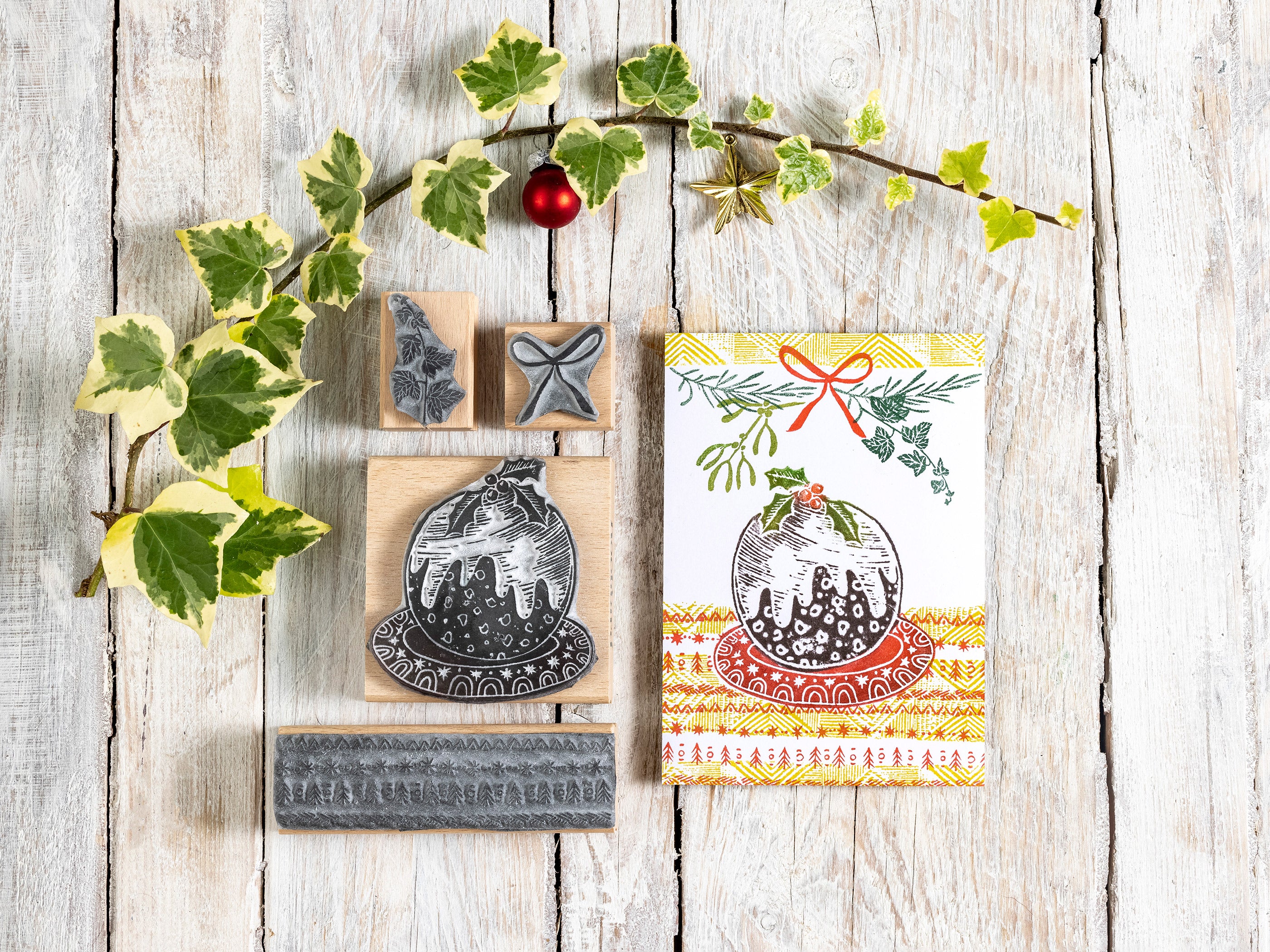 Christmas Pudding Stamp and Retro Christmas Cracker stamps Active - Noolibird