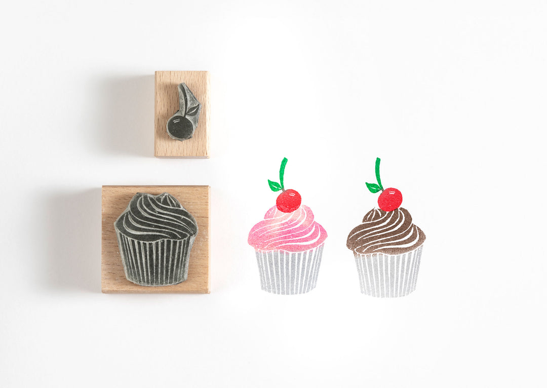Cup Cake  Rubber Stamp, Fairy Cake Stamp, Iced Cup Cake Stamp - Noolibird