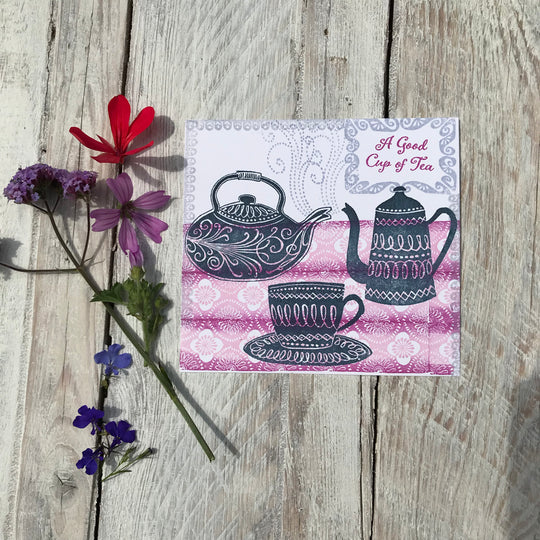 Tea Cup Rubber Stamp, Time for Tea Tea Set Rubber Stamps - Noolibird