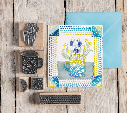 Woodland Flowers and Ferns Rubber Stamps, Stamp for card making - Noolibird