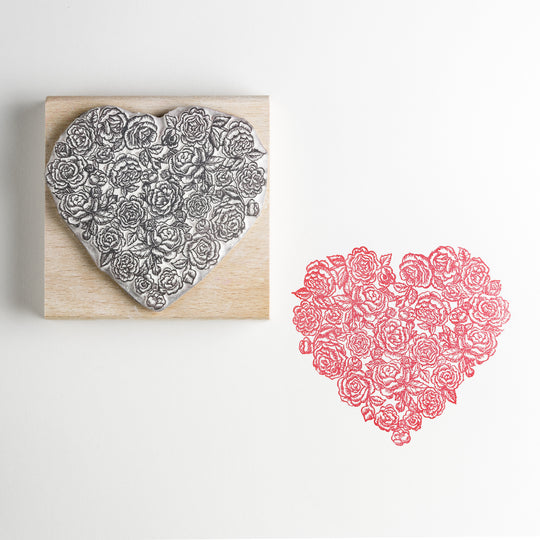 Roses Heart Rubber Stamp - Noolibird