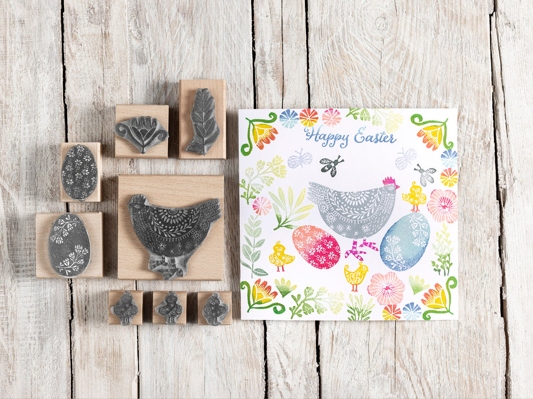 Flowers, Birds and Thank You Text Rubber Stamps - Noolibird