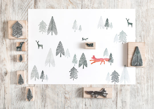 Little House in the Snow Rubber Stamp - Noolibird