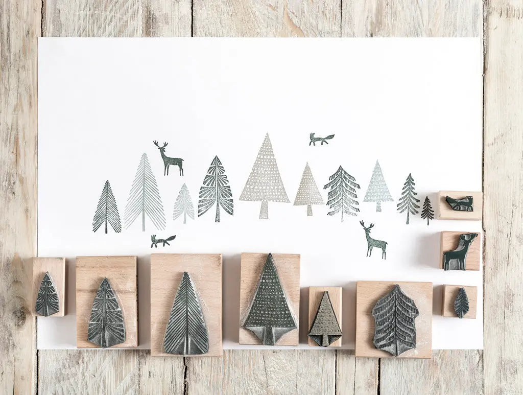 christmas tree rubber stamps Fox and Fir Tree Rubber Stamps, Christmas Stamp for card making Fir Tree 2 Small