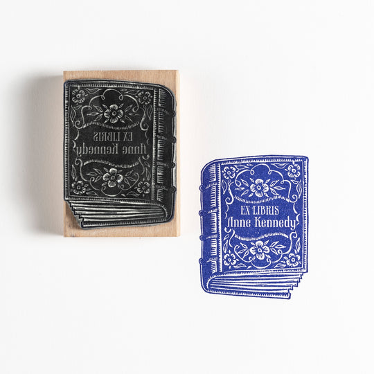 Antique Book Library Stamp, Teacher book stamp, Ex Libris Stamp, Name Stamp, Personalised Stamp - Noolibird