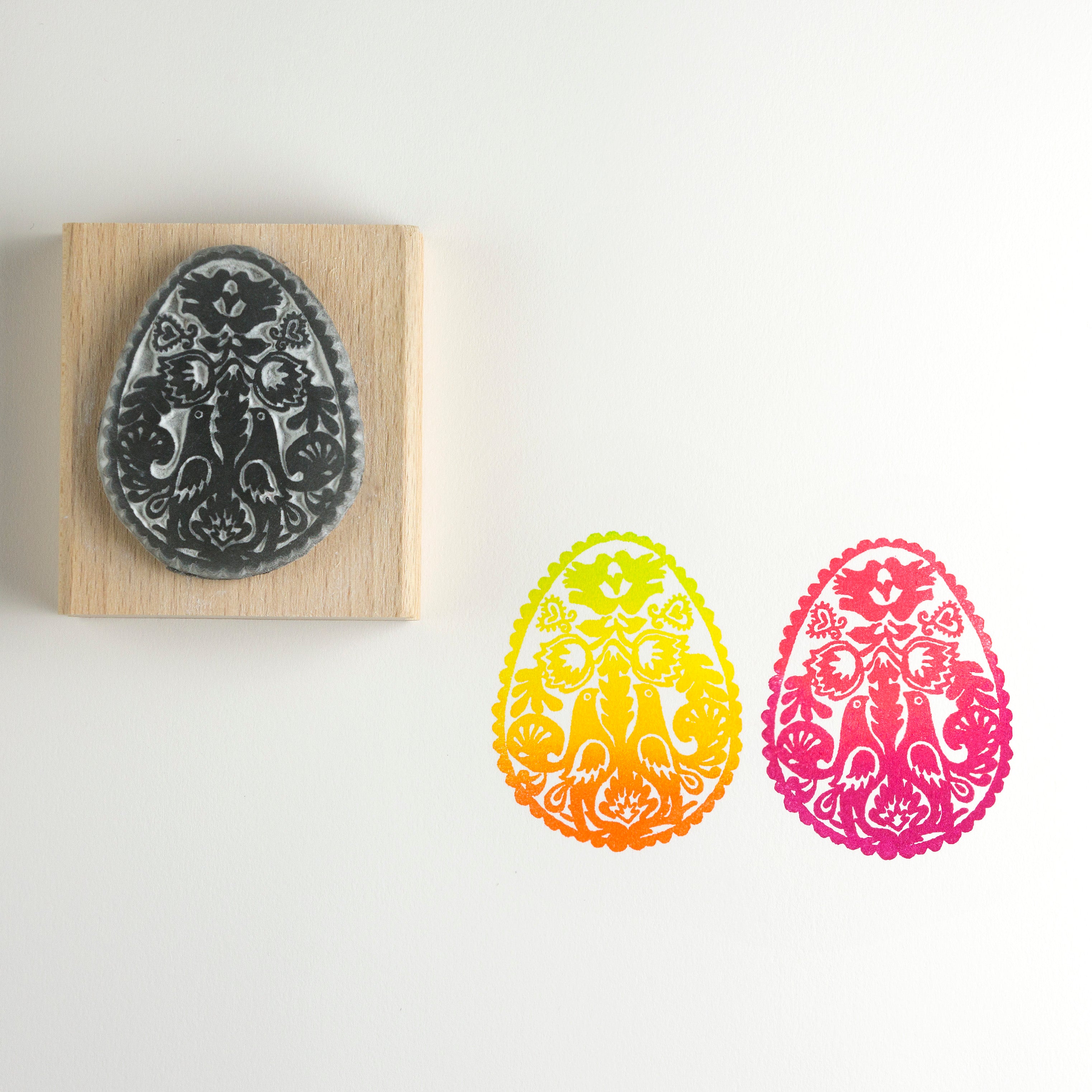 Birds Folk Easter Egg Rubber Stamp - Noolibird