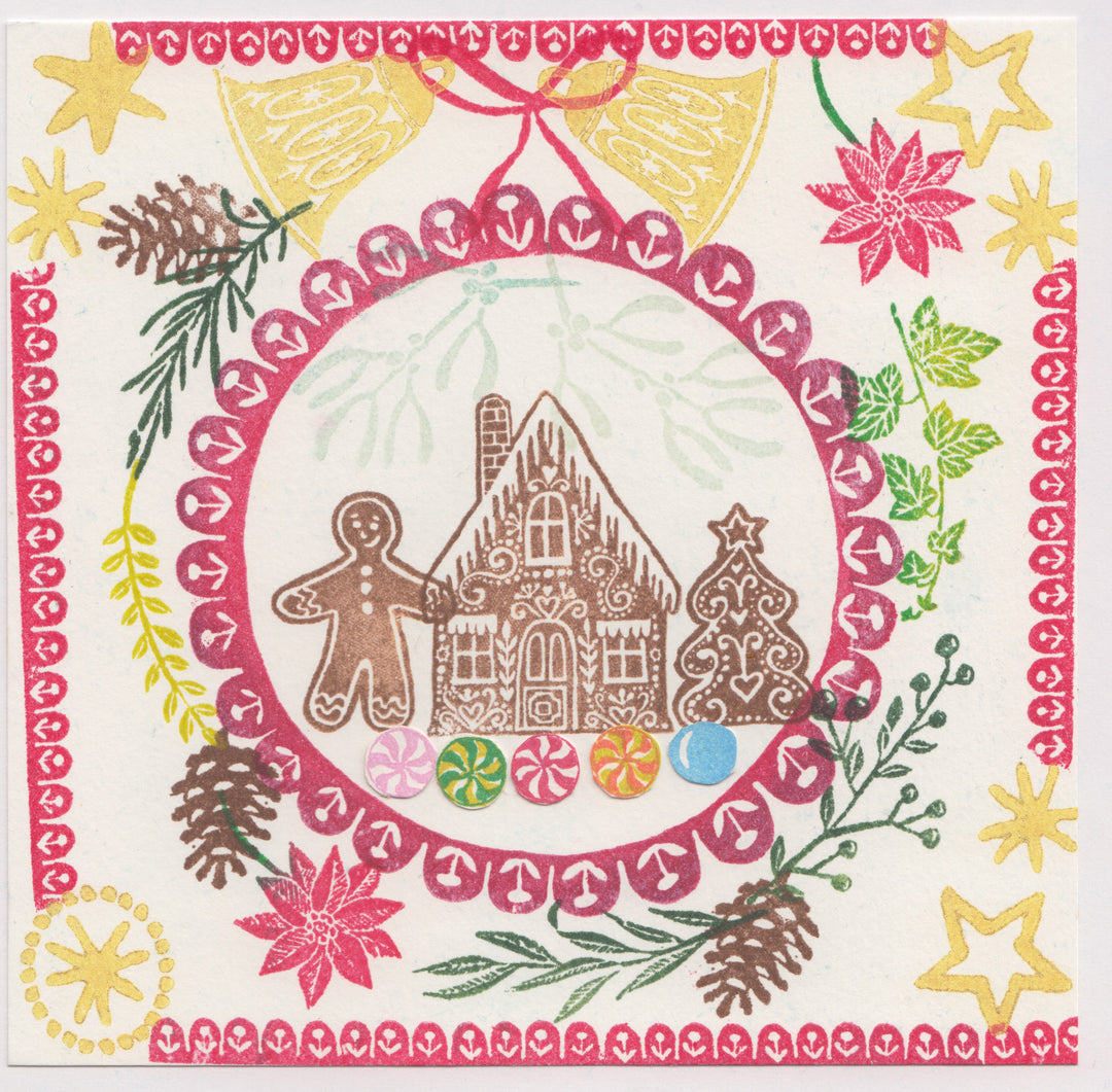 Gingerbread Men and Gingerbread House Rubber Stamps for Homemade Christmas Cards - Noolibird