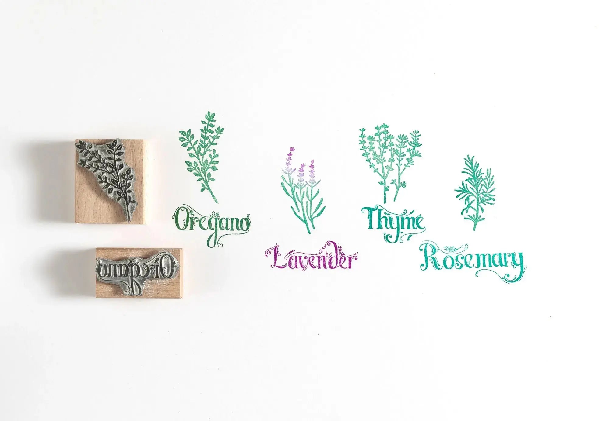 Garden Herbs handmade rubber stamps by Noolibird — botanical card making and nature journaling