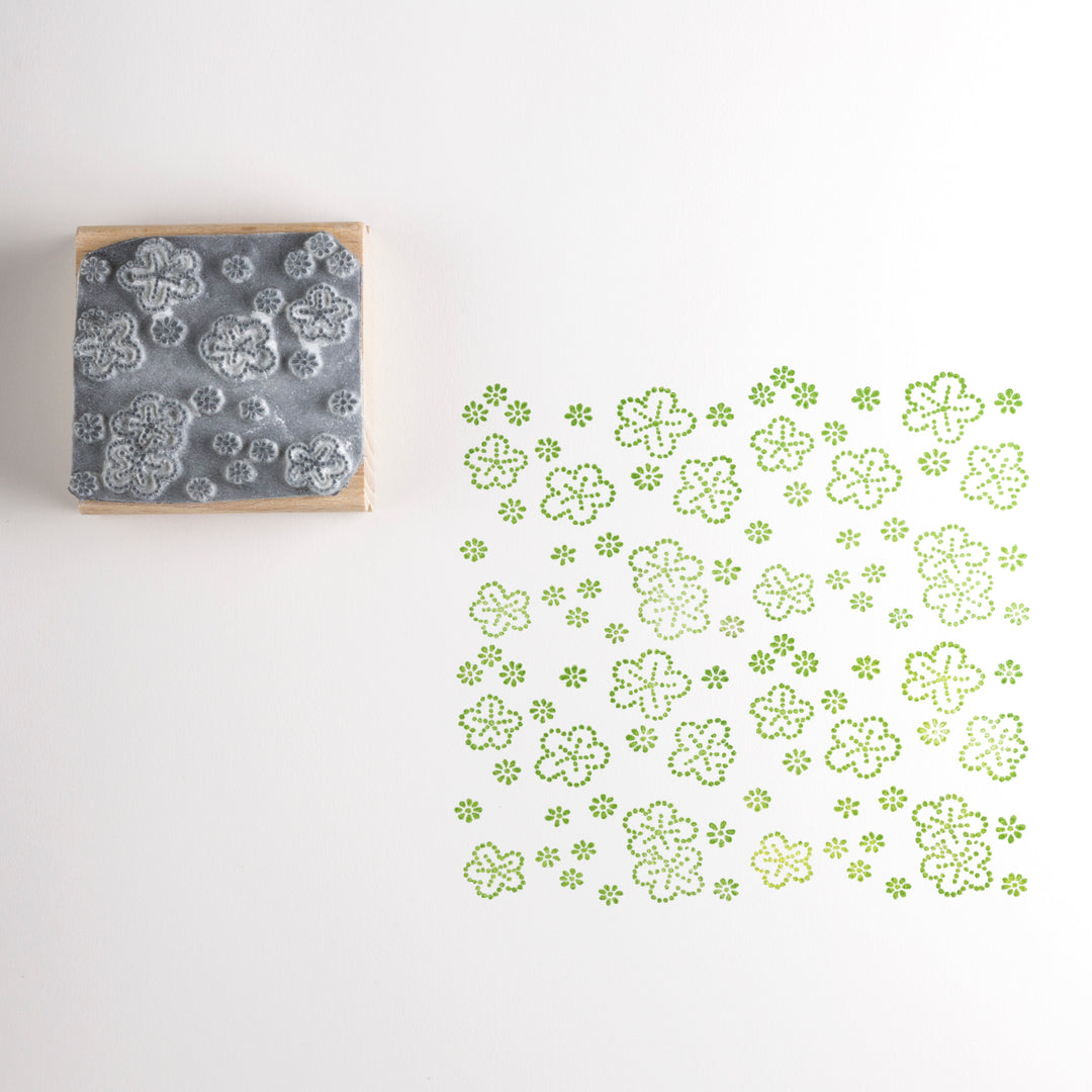 Dotty Japanese Flowers Rubber Stamp - Noolibird