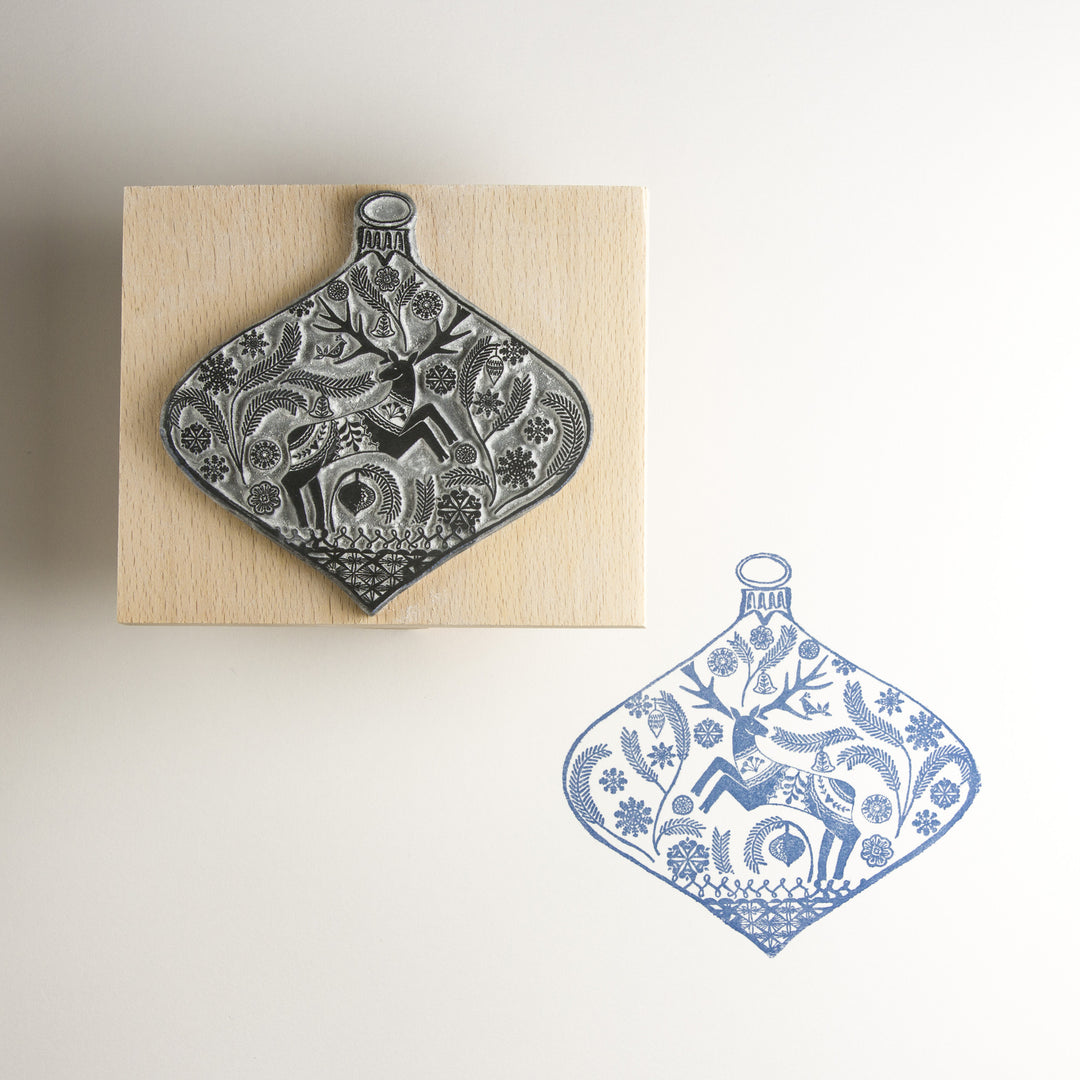 Large Reindeer Bauble Christmas Rubber Stamp - Noolibird