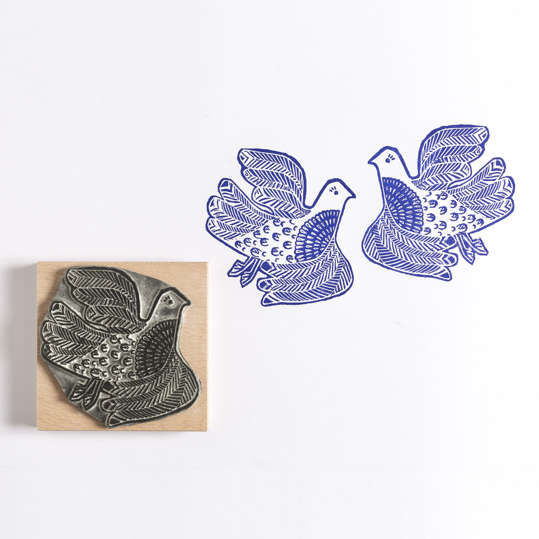 Lino Cut Love Birds - Noolibird