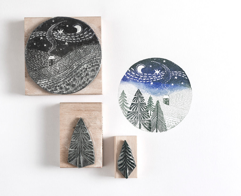 Little House in the Snow Rubber Stamp - Noolibird