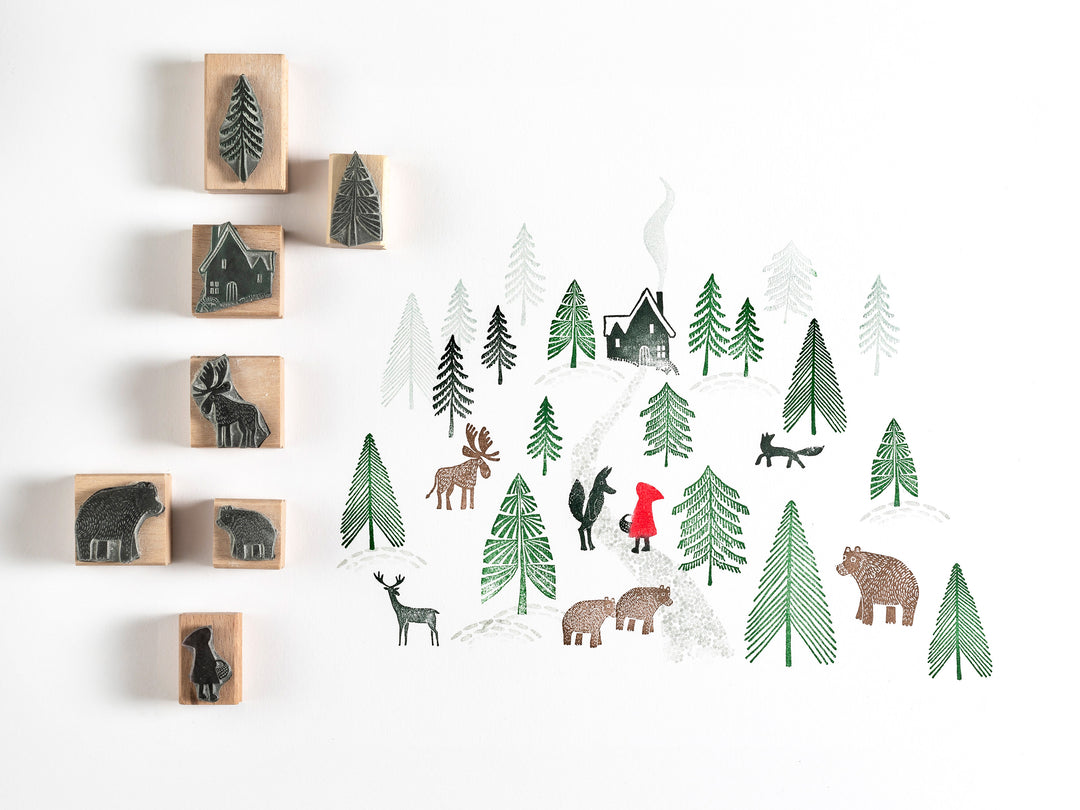 red ridinghood christmas rubber stamps | stamps for christmas card making